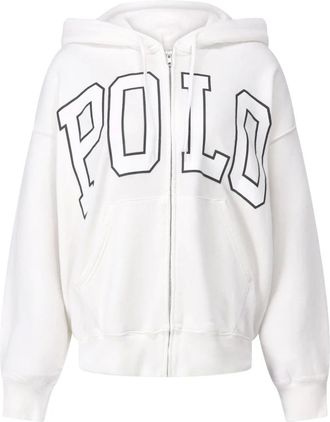 Polo Ralph Lauren Hoodies & sweatvesten, Dames, Wit, L, Logo Oversized Hoodie Jas