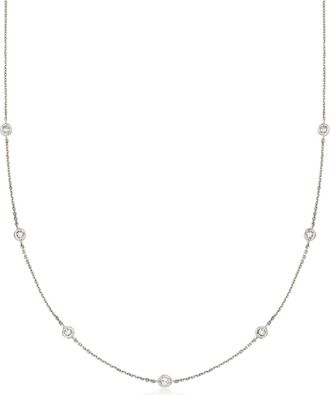 Ross-Simons Diamond Station Necklace in 14kt White Gold