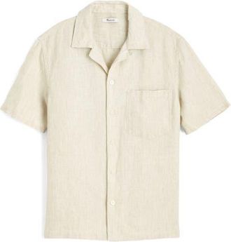 Madewell Linen Camp Shirt in Bleached at Nordstrom, Size Xx-Large