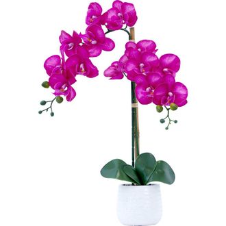Nearly Natural 19-in Artificial Purple Orchid with Decorative Vase in Pink at Nordstrom