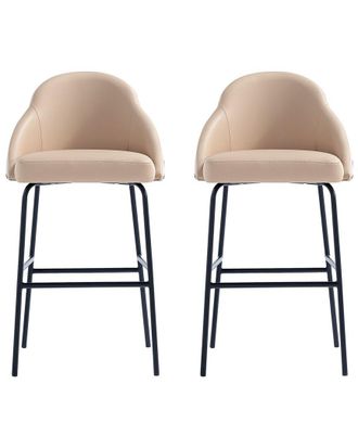 Manhattan Comfort Set Of 2 Gracie Modern Leatherette Barstools With Steel Legs