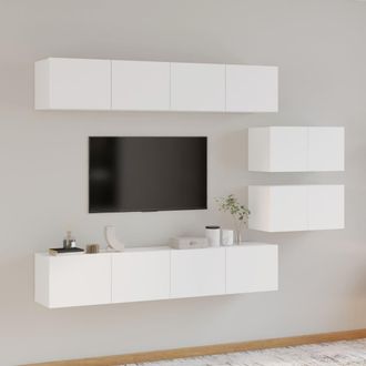 vidaXL Set De Muebles Para Tv 6 Piezas Madera Contrachapada Blanco Vidaxl