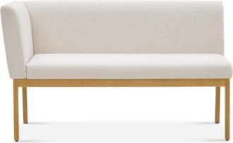 Castlery White Left Banquette Bench, Light Brown Wooden Leg |Elliot by Castlery