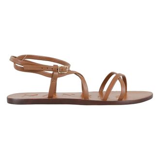 Maneb&igrave; Flat Sandals, female, Brown, Size: 11 US Crossed Leather Sandals in Cuoio