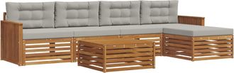 vidaXL Conjunto De Sof&aacute;s De Exterior 6 Uds. Gris Natural Y Claro Vidaxl