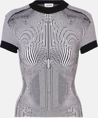 Jean Paul Gaultier Top Morphing Pinstripe in jacquard di jersey