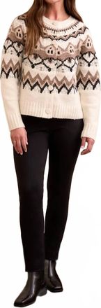 Tribal Fair Isle Button Front Sweater In Moonstone