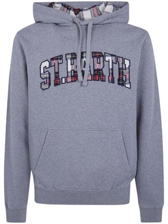 MC2 Saint Barth Tribeca Tartan-Patch Logo-Embroidered Hoodie