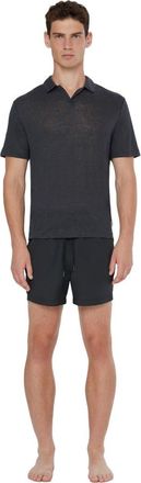 Onia Shaun Linen Polo in Gunmetal at Nordstrom, Size Small