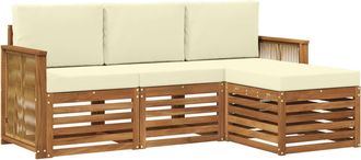 vidaXL Conjunto De Sof&aacute;s De Exterior 4 Uds. Natural Y Crema Vidaxl