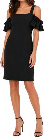 Drew Cold Shoulder Ruffle Sleeve Dress In Black