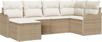 vidaXL Vidaxl - Garden Sofa Set with Cushion 6 pcs Beige, white Poly rattan