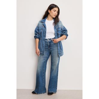 Good American Womens Soft Tech Good Petite Palazzo Jeans | Indigo, 86 Size 30 Plus | Good American by KhloÈ Kardashian