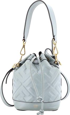 Fendi Fendi Blue Zucca Embossed Leather Mon Tresor Bucket Bag Mini (Authentic Pre-Loved)
