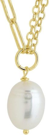 Sterling Forever 14K Gold 12.5Mm Pearl River Drop Chain Necklace