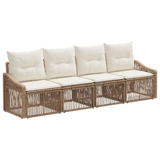 vidaXL Conjunto De Sof&aacute;s De Jard&iacute;n 4 Pcs Beige Rat&aacute;n Sint&eacute;tico Vidaxl