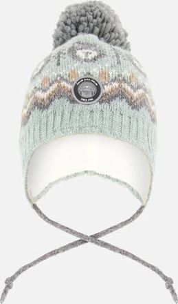Deux par Deux Boy Lined Peruvian Knit Pompom Hat in Gray And Sage at Nordstrom, Size 18-24 M