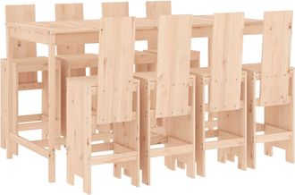 vidaXL Set De Mesa Y Taburetes Altos Jard&iacute;n 9 Pzas Madera Maciza Pino Vidaxl