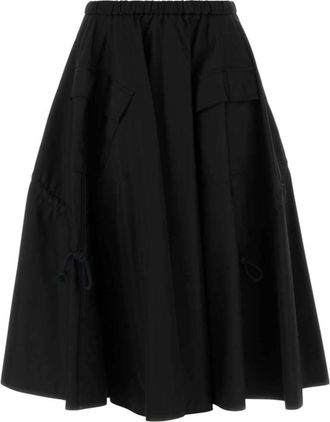 Prada Black Solid Midi Skirt