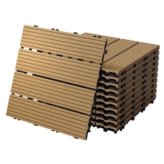 ECD Germany Ecd Germany - Baldosas De Patio Wpc De 30x30 Cm 11 Piezas Por 1m&sup2; Con Aparencia De Madera Teca Con Sistema De Drenaje Y Instalaci&oacute;n Mediante Clic Azul