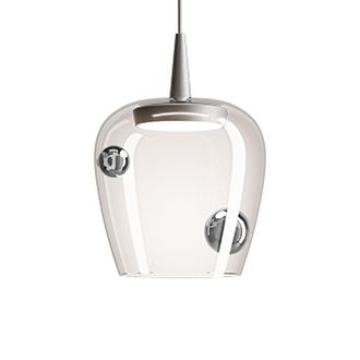 Zafferano Zafferano Lampada A Sospensione Bilia 230v Led 8w Con Bilie In Vetro Borosilicato Soffiato A Bocca Alluminio Argento, D.18 Cm, Altezza 324 Cm