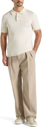 Mani&egrave;re De Voir Bryn Luxe Knitted Polo Top in Cream at Nordstrom, Size Medium