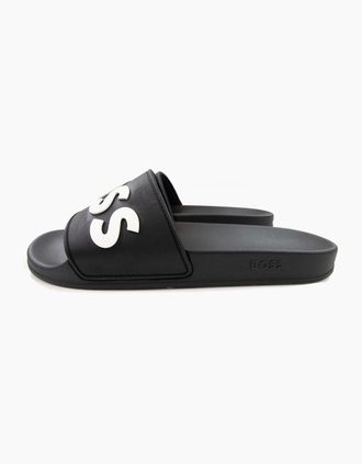 HUGO BOSS Mens Hugo Boss Kirk Raised Contrast Logo Slider Black 001 - Size: 10
