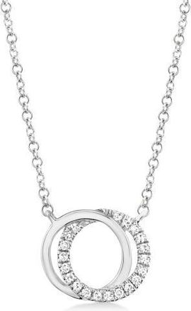 Allurez Natural Diamond Accented Love Knot Pendant Necklace 14k in White Gold at Nordstrom, Size 18