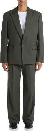 Balmain Cotton twill 1-button jacket in Khaki at Nordstrom, Size 52