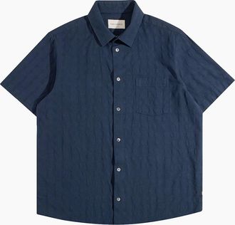 Far Afield Mens Far Afield Tonal Dobby Classic Shirt - Blue - Size: 38/Regular