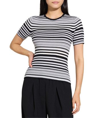 Theory Rib Stripe Wool T-Shirt