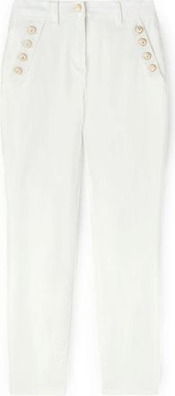 Motivi Slim-fit katoenen keperbroek - Dames - Vrijetijds broeken - Wit - XL - Katoen - Broeken