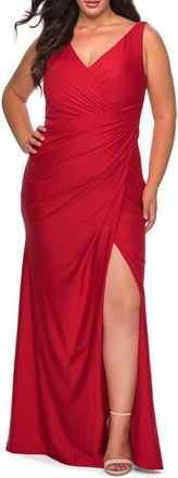 La Femme Sequin Plus Size Dress with Off the Shoulder Detail in Red at Nordstrom, Size 12W