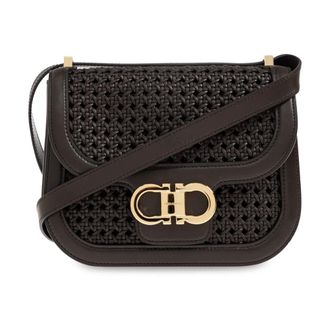 Ferragamo Cross Body Bags, female, Brown, Size: ONE SIZE Double Gancini Crossbody Bag