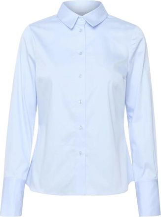 Inwear Pastelblauwe Klassieke Blouse - Dames - Overhemden - Blauw - XL - Katoen - Overhemden