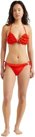 Vilebrequin Womens Solid Side Tie Bikini Bottom With Ruffle in Coquelicot at Nordstrom, Size Medium
