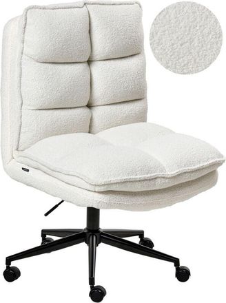 Beliani Beliani - Office Desk Chair Seat Adjustment Reclining Thick Padding Boucle Teddy White Addison