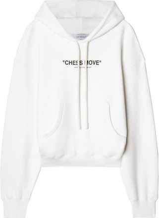 Off-white slogan-print drawstring hoodie - women - Cotton - M