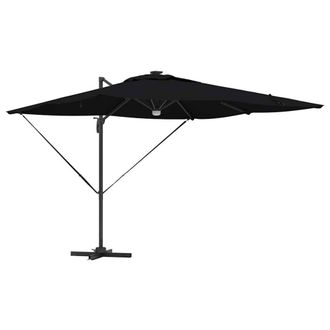 Berkfield Home Cantilever Roma Parasol with LEDs Black 286x285x270 cm Aluminium | Size: 286 x 285 x 270 cm