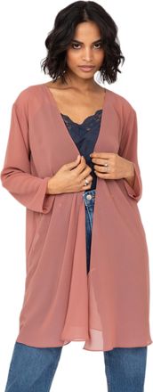 Likemary Long Sheer Cardigans for Women UK - Elegant Chiffon Kimono Cover Ups - Ladies Lightweight Duster Jackets Open Front - Rose Pink M/L