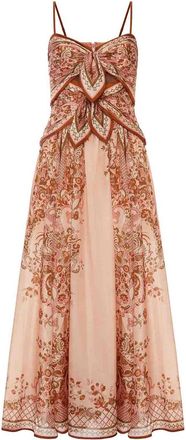 Zimmermann Aster Silk Midi Dress With Cut-Out Insert
