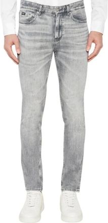 HUGO BOSS Heren, Jeans, Grijs, Maat: W35 Leer