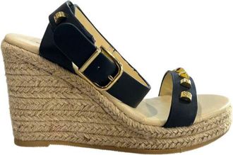 Borbonese Blue Leather Womens Platform Womens Sandal