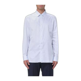 Ermenegildo Zegna Camicia Classica in Popeline a Righe - - Shirts - Uomo - Blu - 3XL