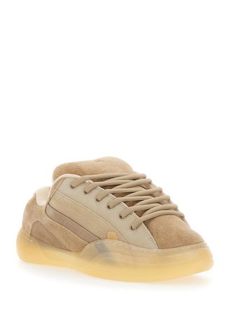 ERL Quad Vamp Leather Sneakers - Beige