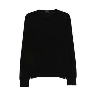 Tom Ford Sweatshirts, male, Black, 2XL, Fluid Silk Crew Neck