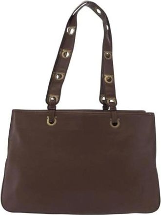 Ferragamo Pre-owned Tote Bags, female, Brown, Size: ONE SIZE Pre-owned Leather Shoulder Bag