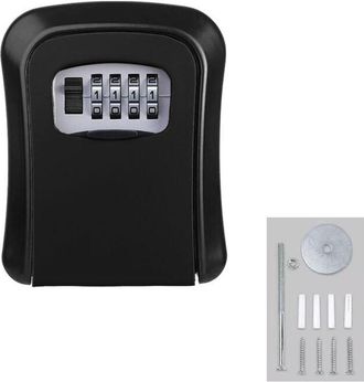 OEM Caja De Seguridad Para Llaves, Caja De Seguridad Para Llaves De Exterior, Caja De Seguridad Para Llaves De Pared Con C&oacute;digo De 4 D&iacute;gitos - Negro