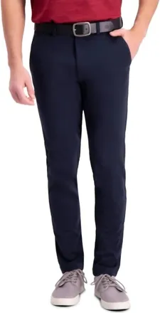 Haggar Plain Stretch Chino Slim Fit Pants In Navy
