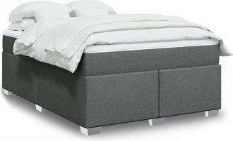 vidaXL Cama Box Spring Con Colch&oacute;n Tela Gris Oscuro 140x190 Cm Vidaxl